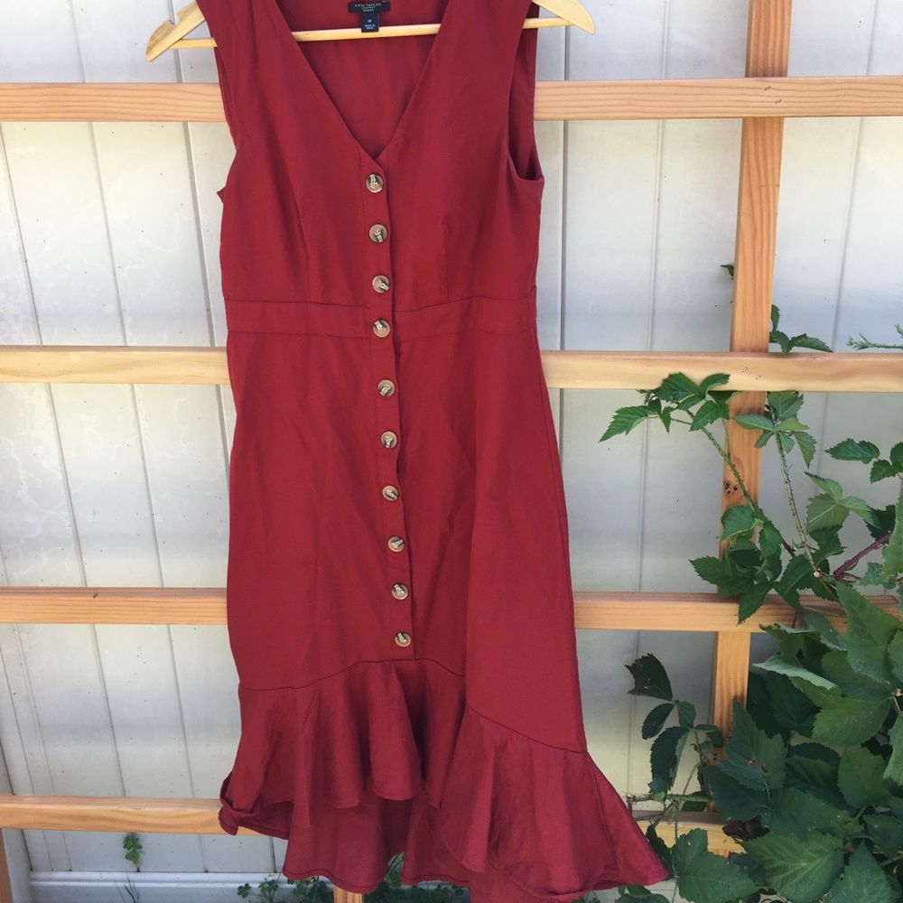 Ann Taylor red dress with ruffle
